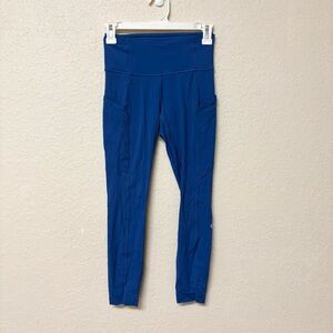 Lululemon Fast & Free Size 4 Blue Legging Pockets Stretch High Rise